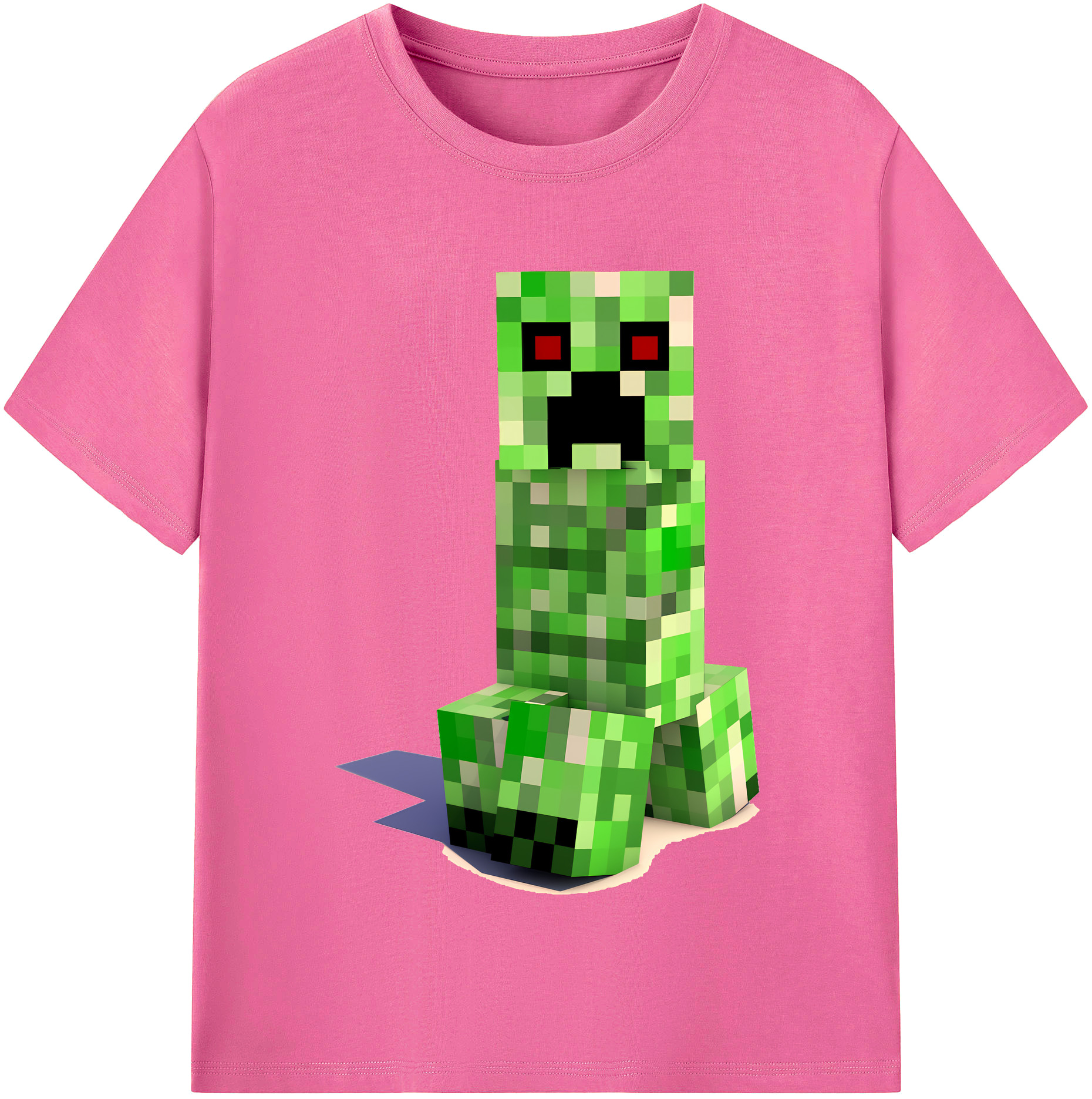（画像用） マインクラフト ブロックの世界 Minecraft MC Block world レディースカジュアルプリントTシャツ（綿100％）